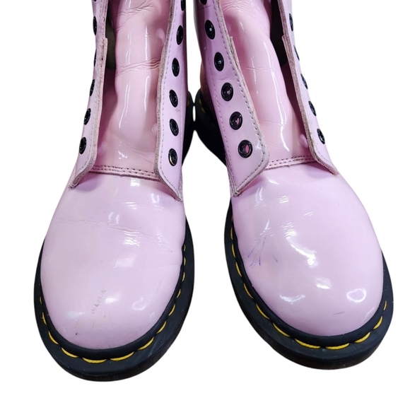 Dr. Martens 1460 Patent Leather Boots in Pale Pink - Picture 5 of 11